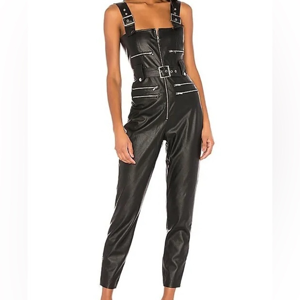 WeWoreWhat leather biker overalls